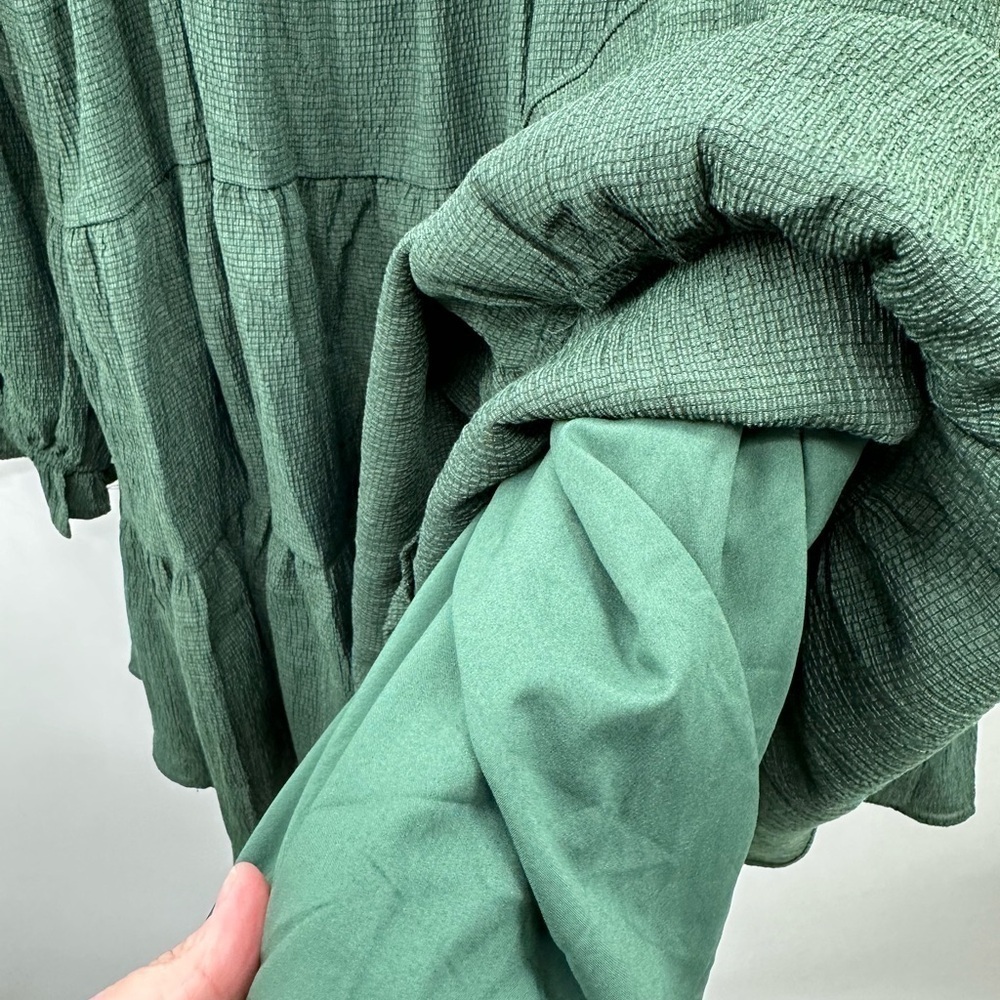 LULUS M long Babydoll Adorable days tiered green cottagecore boho mini dress - Picture 8 of 12
